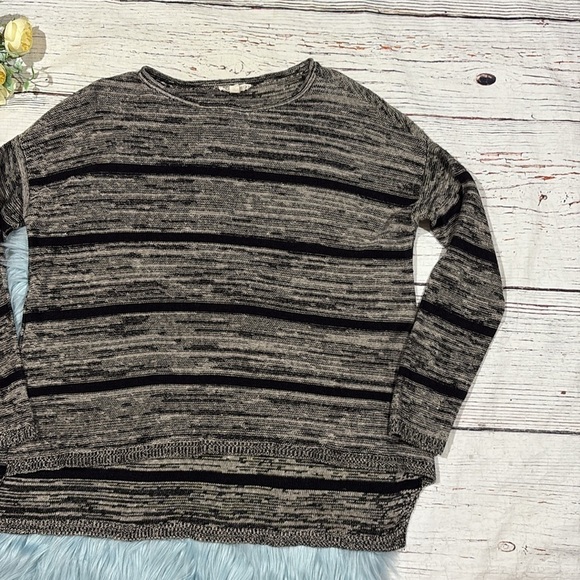 Eileen Fisher Organic Linen crewneck sweater marled black & cream petite fit - Picture 5 of 10